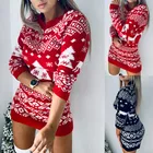 Dress Long Dresses D1358 Winter Christmas Sweater Dress Long Sleeve Short Mini Sweater Dresses For Women
