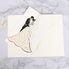 beige luxury elegant laser cut wedding card invitation wholesale
