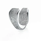 Cubic Zircon Rhodium Plated New Bling Micro Pave Cubic Zircon Rings Jeweley For Girls Annillos