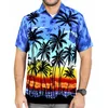 Wholesale Coconut Tree Print Beach Summer Island Style Mens Short Sleeve Hawaiian Shirt