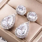 YIDING 3.7CM Large Size Fashion TOP a Zircon Earrings Exquisite Wedding Bridal Jewelry Women Cubic Zirconia Teardrop