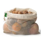 Biodegradable Custom Reusable Shopping Bags with logos Compostable Cotton Mesh Net Bag