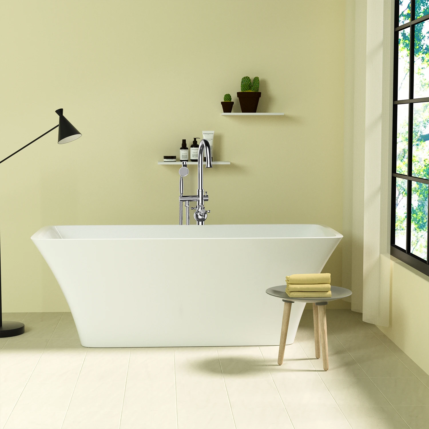 Double Handle Floor Mounted Clawfoot Tub Faucet Chrome Modern Design Single Handle Floor Free Stand Bathtub