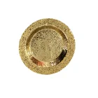 Wholesale custom logo electroplating cheap gold glass charger plates for wedding