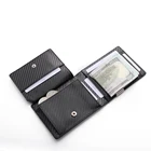 Multifunctional Custom Logo Front Pocket Coin RFID Blocking Genuine Leather Carbon Fiber Mens Wallets Money Clips