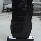Russian polished black headstone carved monument black granite