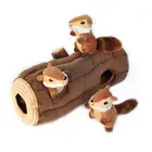 New design three little squirrel plush toys with tree house set squeaky hide and seek plush dog toy for kids