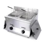 Commercial Restaurant Kitchen 5.5L Gas Fryer 2 Tanks 2 Baskets Stainless Steel Deep Gas Fryer