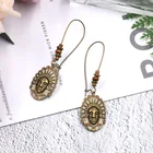 Wholesale Hot Selling Fashion Indian head earrings female alloy drop oil pendant large earrings
