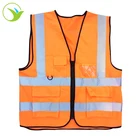 High Visibility Safety Traffic Engineering Uniform Workwear Orange Construction Reflective Vest
