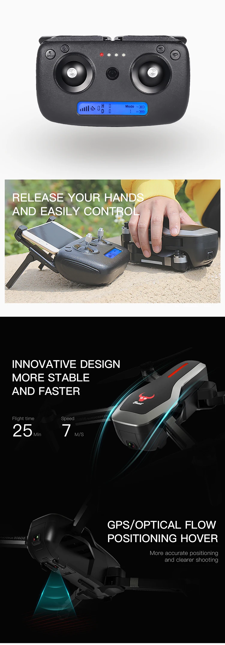 Reliable and cheap SG906 GPS 5G WiFI FPV brushless folding camera selfie 4k drone professional