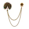 Fashion brooch diamond peacock open screen crystal female fringed chain suit collar needle brooch