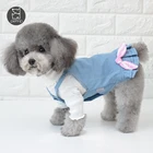 Solid Color 100% Cotton Denim Small Dog Clothes Dog Dresses For Summer Pet Apparel And Accessories
