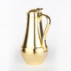 Turkish CLASSIC TURKISH STYLE NOBLE GOLDEN COLOR 1000ml SHORT MOUTH DALLAH GLASS LINER VACUUM FLASK