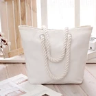 Recycled custom design plain blank organic canvas tote beach cotton bag with rope handle