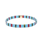 2020 New Color Girl Boho Fashion Bohemian Glass Flat Square Stack Stretch Handmade Women Jewelry Miyuki Tila Bead Bracelet