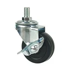 Solid Castor Castor Wheel 50mm Solid Rubber Wheel Small Size Threaded Stem Castor With Side Brake