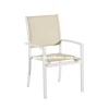 Metal aluminum frame UV-proof dining chair white restaurant stackable for set outdoor arm chair