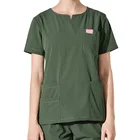 Nurse Print Stretch Medical Nurse Scrubs Cotton Female
