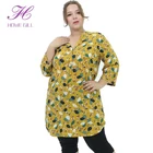 L-4XL Ladies Plus Size Tops Casual Three Quarter Sleeve V Neck Shirt Tunics Women Summer Clothes