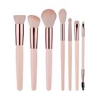 FOUNDATION Brush Pink Makeup Brushes Luxury Cosmetic Brush Pink No Logo FLAT BRUSH 7pcs Eyebrow Brush Makeup Set