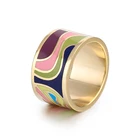 Custom Factory Price Women Jewelry Colourful Stainless Steel Enamel Silk Scarf Ring