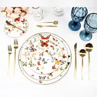 Artti Plato dish butterfly porcelain Round Color Butterfly Bone China dinnerware wedding porcelain dinner sets England