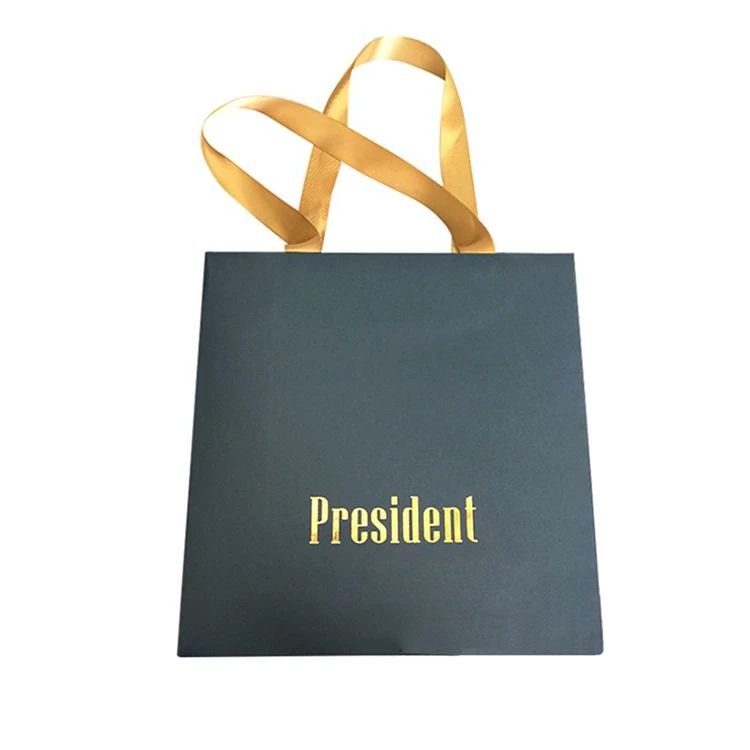 gift ribbon bow paper bag with ribbon handle material customized