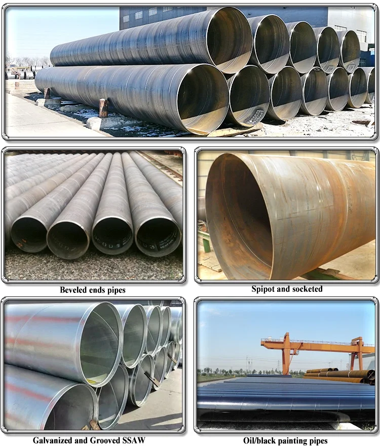 8 X Sch40 Q235 Ssaw Spiral Welded Steel Pipe X42 X46 X52 X70 Api 5l