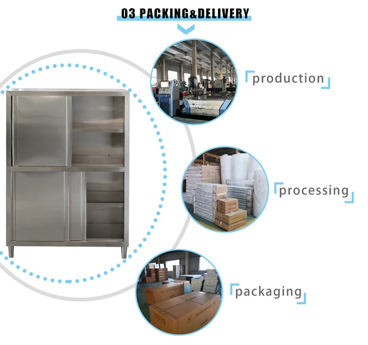 Modern Style High Gloss Adjustable foot Stainless Steel Kitchen Cabinet with four doors