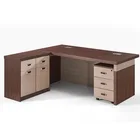 China manufacturer modern luxury L shaped executive desk office furniture with side drawer melamine mdf office desk