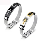 stainless steel bracelets fashion jewelry bracelet religious christian cross bangle bracelet IN STOCK