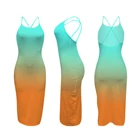 Popular women's dress with gradient color Suspenders and backless one-piece dress