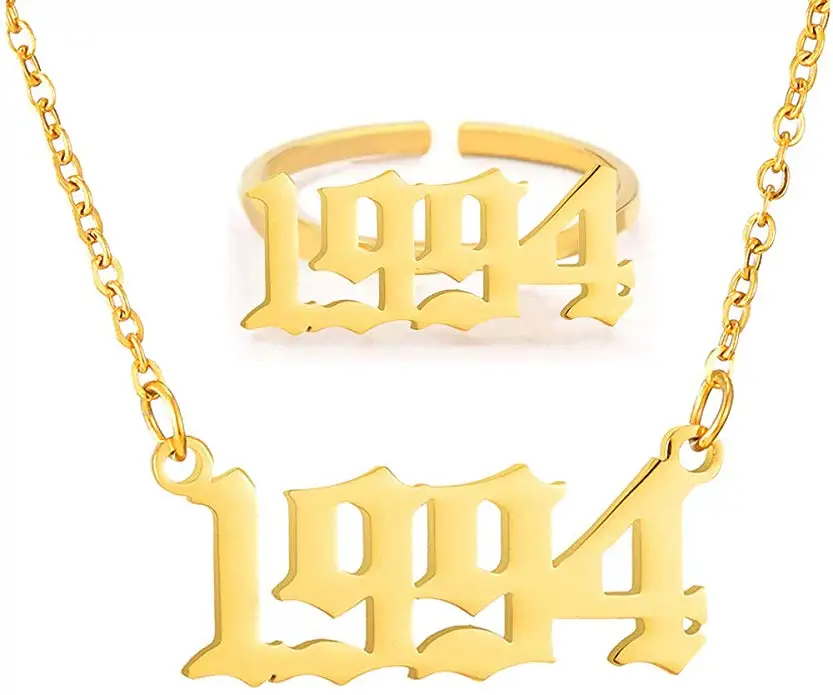 old english birth year necklace