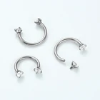Internally Threaded 16G ASTM F136 Titanium Circular Barbells with Prong Set CZ Gems Body Piercing Jewelry
