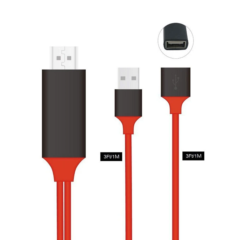 Factory price USB to HDMI Cable with USB Charging 2 meters for iPhone/Android/Type c TO Hdmi - ANKUX.COM