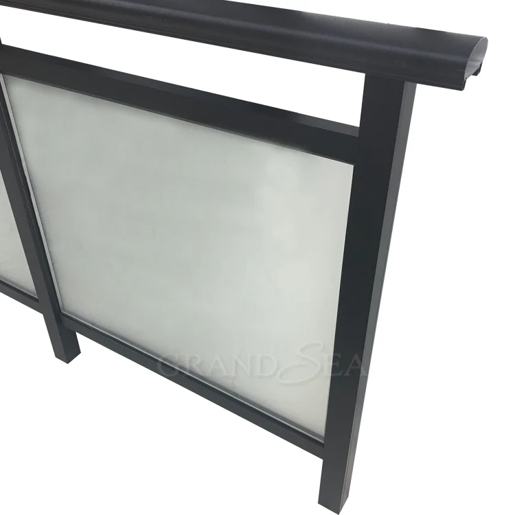Black aluminum balcony railing glass system design