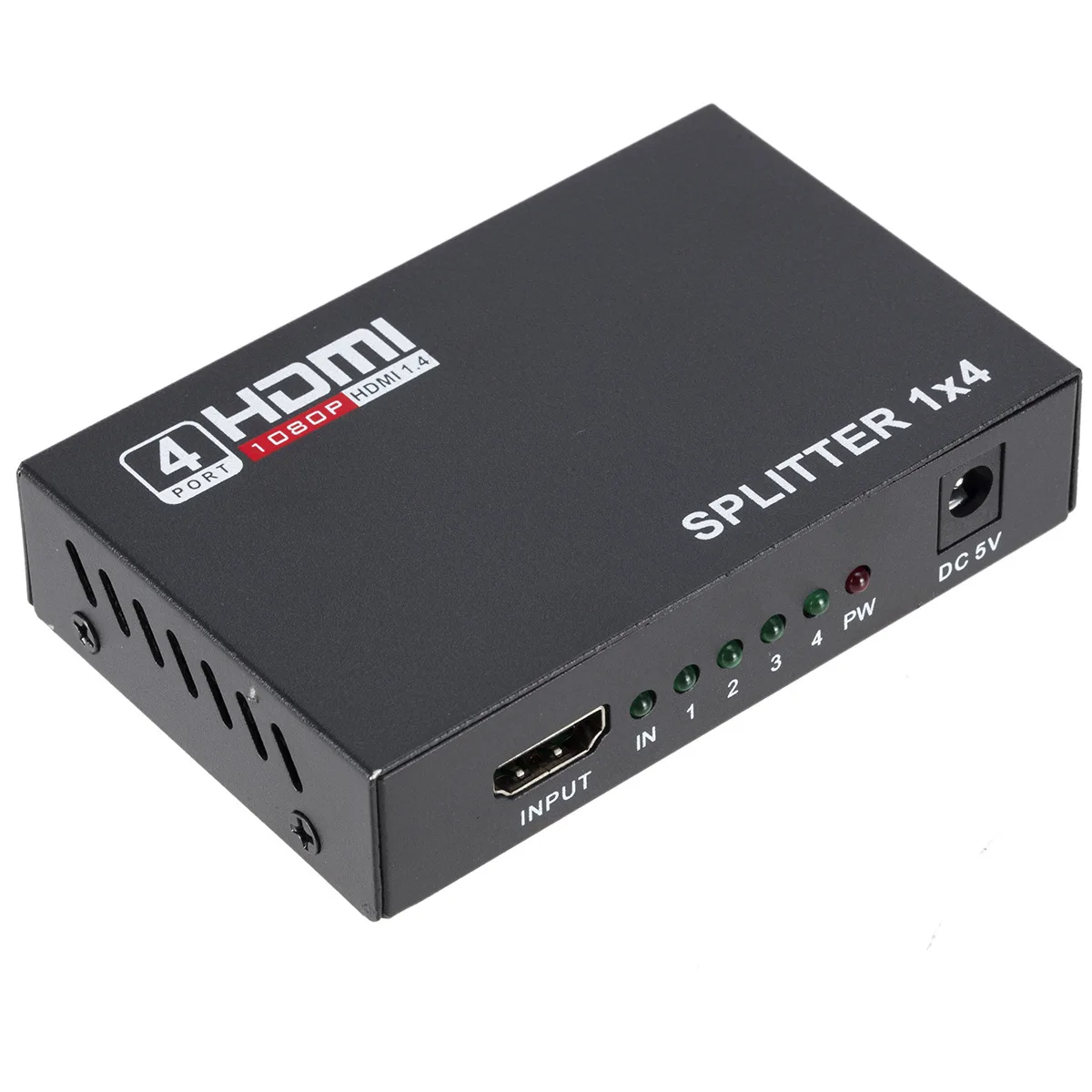 HD Splitter 1 In 4 Out Full HD 4-Port Hub Repeater Amplifier v1.4 3d 4K 1080p hd 1.4 splitter For HDTV DVD PS3 Xbox EU