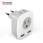 United kingdom electrical outlet travel adaptor with 2 usb ports european charger converter