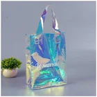 Custom holographic tote fashion style shoulder shopping laser pvc bag