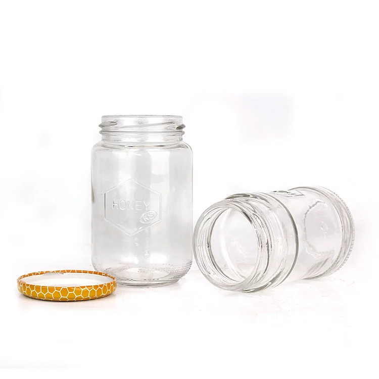 factory price 180ml 6oz round clear packaging glass honey candy food jars bottles with metal lid