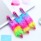 Kids New Plush Rainbow Fat Ballpen 6 Color Student Cute Kawaii Plastic Pens