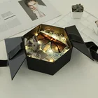 Luxury Polygon Pink Gift Box Birthday paper Box Wholesale with ribbon