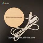 Button switch 3d illusion warm light led wooden Night light base acrylic For lamp