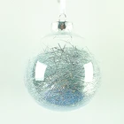 New Design Christmas Ball with Tinsel Ornament For Xmas Tree Decoration
