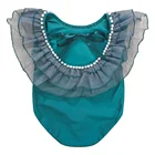 Top grade girl swimsuit newest kids ruffled collar fancy design girls children swimwear