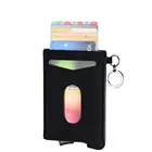 Mens Leather Wallet Aluminium Business Card Holder Slim Purse RFID Blocking with Money Clip