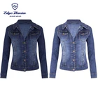 OEM long sleeve autumn turn down collar jeans women jacket single