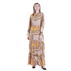 Latest design loose waist pink color long sleeve women summer casual maxi bohemian dress
