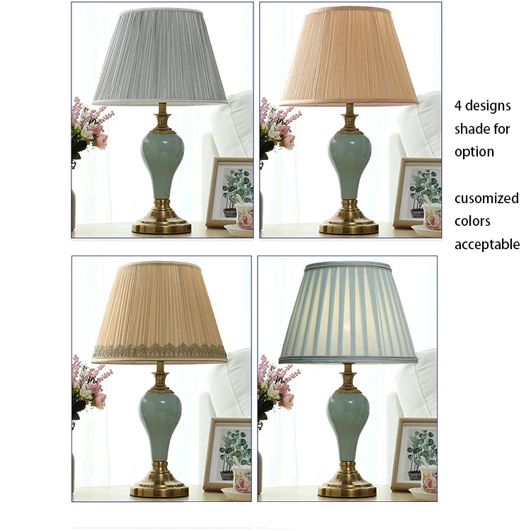 European Classic Style Ceramic Table Lamps with Fabric shade for Office home Living Bedroom